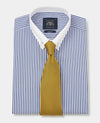 Blue Bengal Stripe Slim Fit Pin Collar Formal Shirt - White Double cuffs & Collar