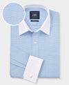 Blue Textured Cotton Puppytooth Classic Fit Winchester Formal Shirt - Double Cuff
