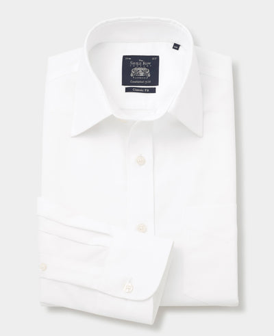 White Micro Dobby Classic Fit Non-Iron Formal Shirt - Single Cuff
