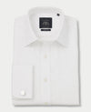 White Wide Herringbone Classic Fit Non-Iron Formal Shirt - Double Cuff