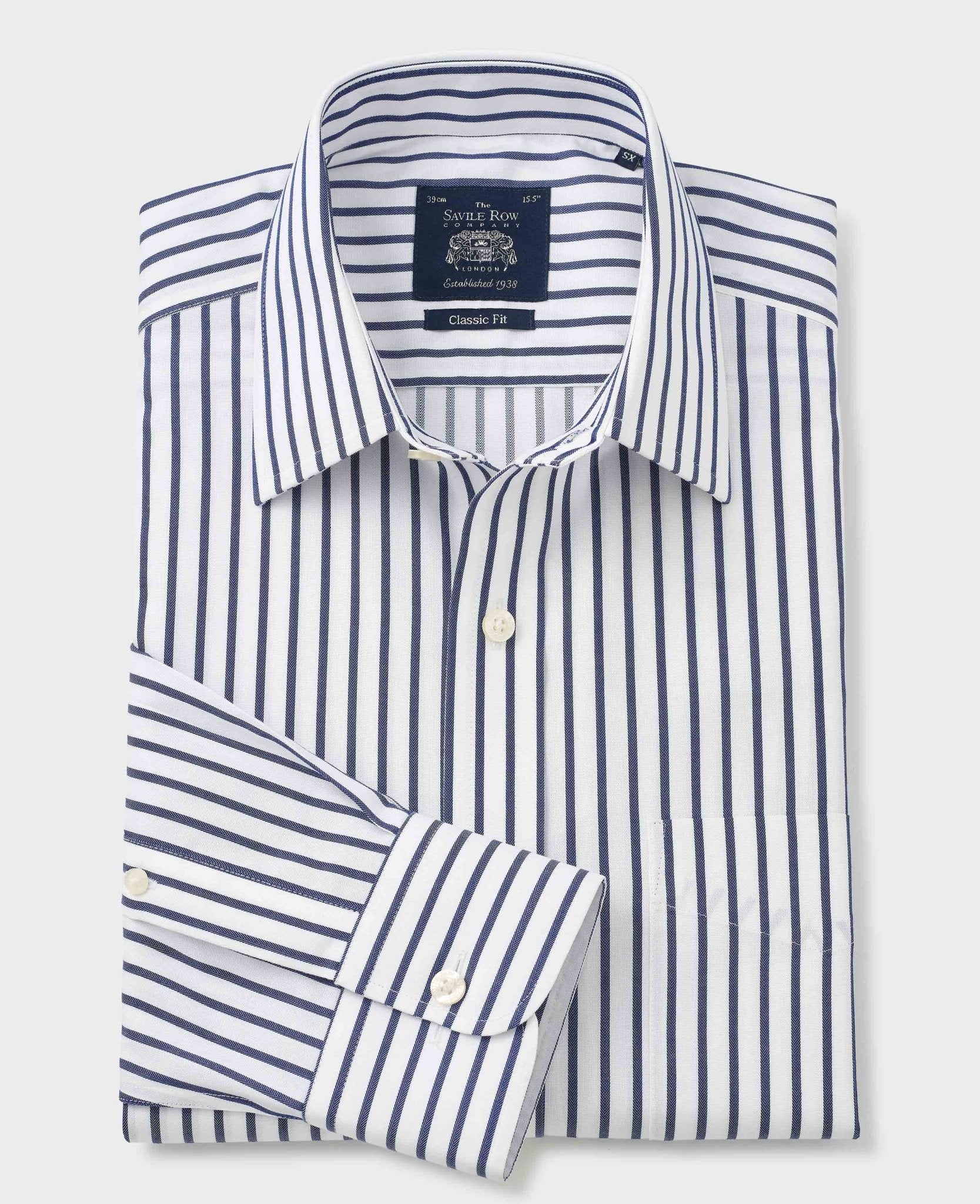 【WHITE/NAVY】Stripe shirt Destiny NavyBlue With White Stripe Premium Giza Designer Shirt