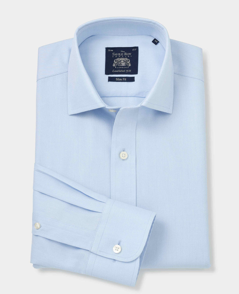 Sky Blue Twill Slim Fit Non-Iron Formal Shirt - Single Cuff