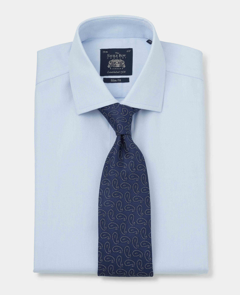 Men's Sky Blue Non-Iron Slim Fit Formal Shirt With Single Cuffs