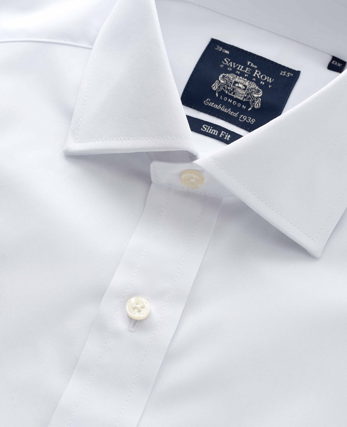 White Slim Fit Cotton Poplin Formal Shirt - Collar close up