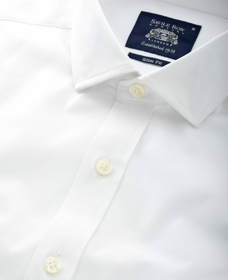 White Stretch Cotton Slim Fit Smart Casual Shirt