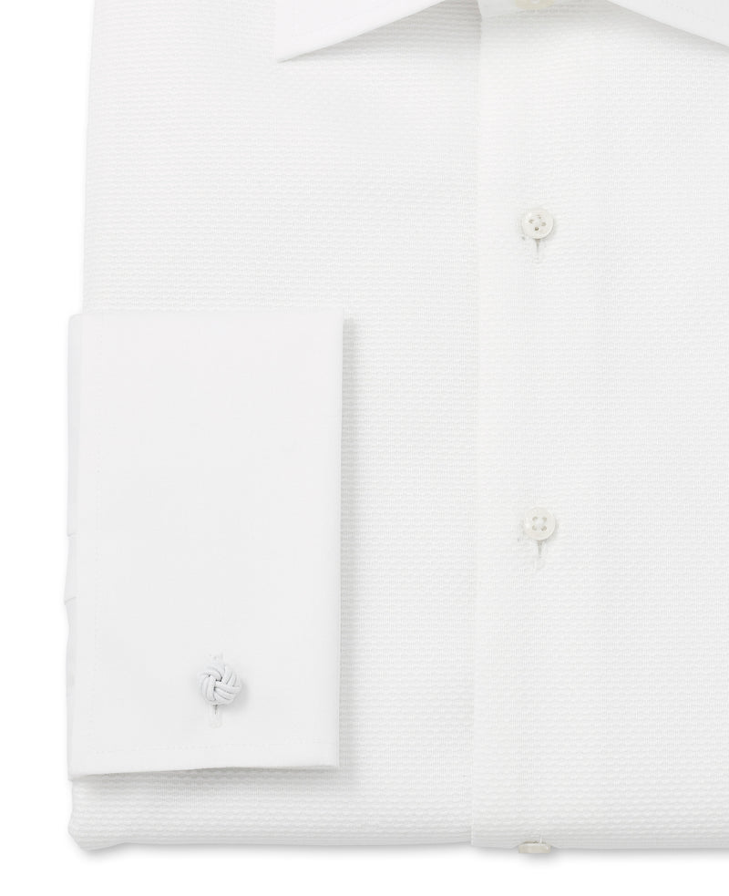 White Marcella Bib Front Slim Fit Evening Double Cuff Formal Shirt