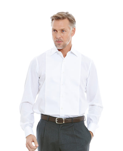 White Marcella Bib Front Slim Fit Evening Double Cuff Formal Shirt