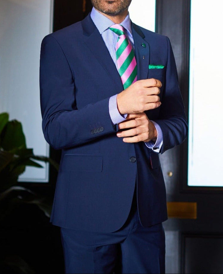 Navy Wool-Blend Suit Jacket