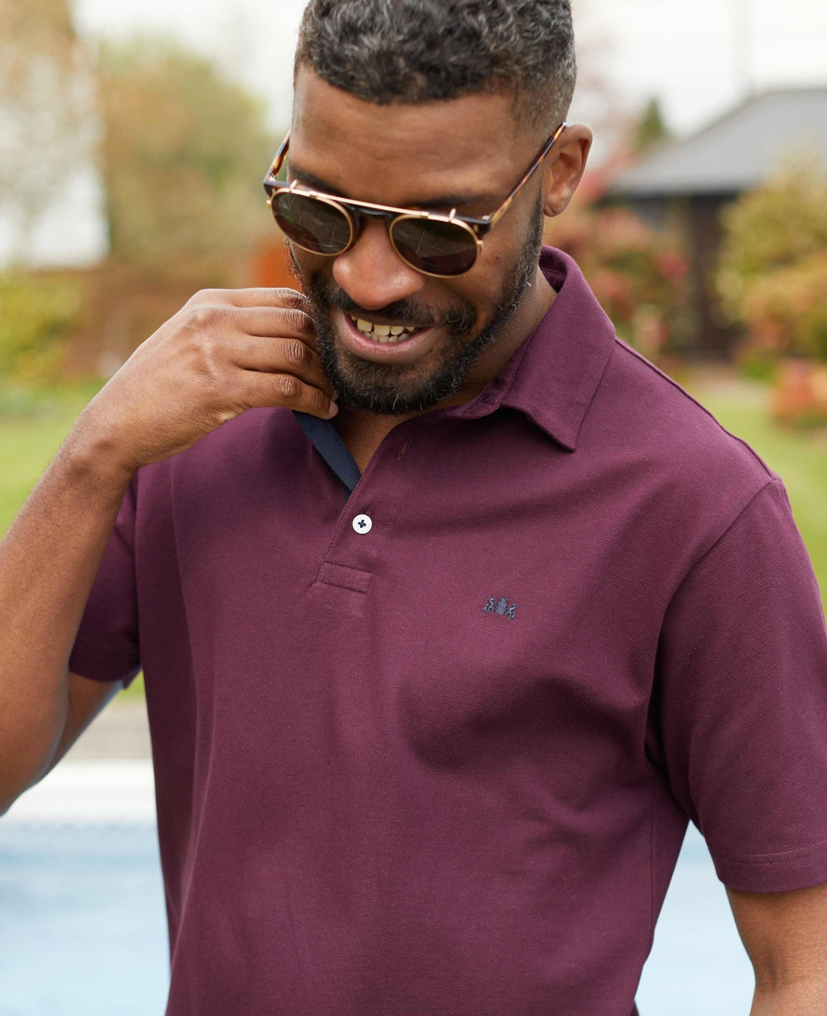 Burgundy short sleeve polo shirt