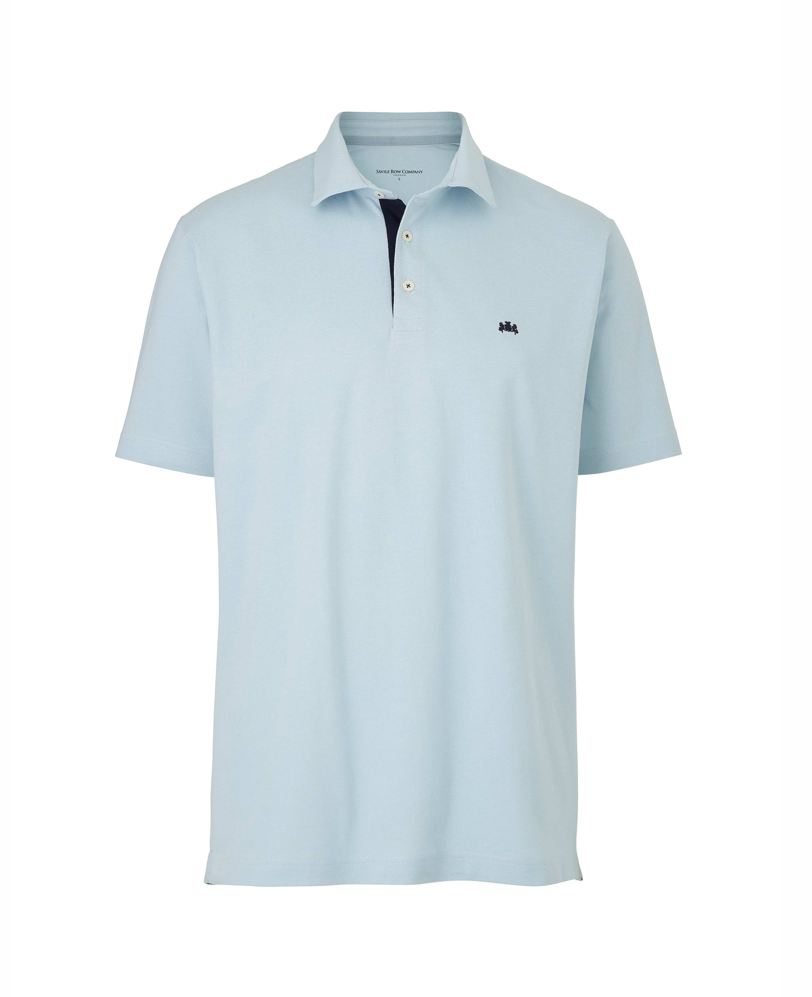 Men s Light Blue Classic Fit Short Sleeve Polo Shirt Savile Row Company