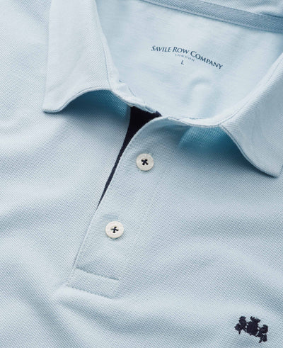 Light Blue Cotton-Pique Short Sleeve Polo Shirt