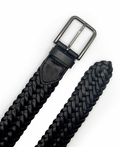 Black Plaited Leather Belt