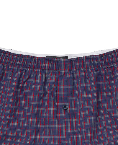 Navy Red Check Cotton Boxer Shorts