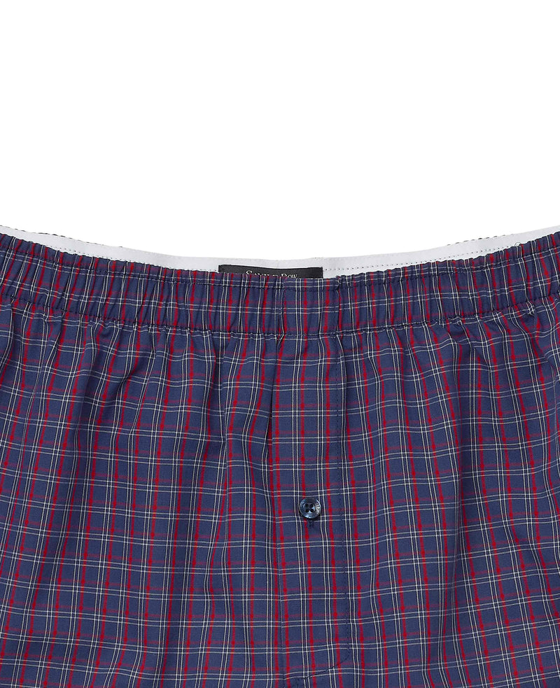 Navy Red Check Cotton Boxer Shorts