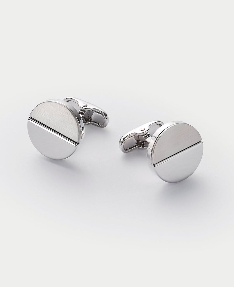 Silver Rhodium Plated Circle Cufflinks