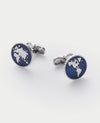 Blue Rhodium Plated Circle Cufflinks