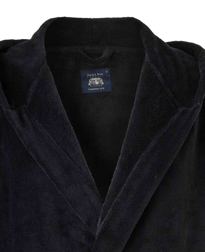 Black Hooded Fleece Dressing Gown