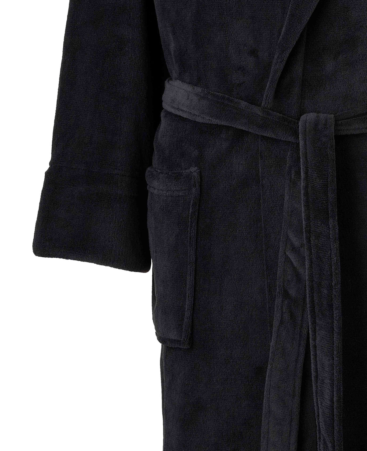 Black Hooded Fleece Dressing Gown