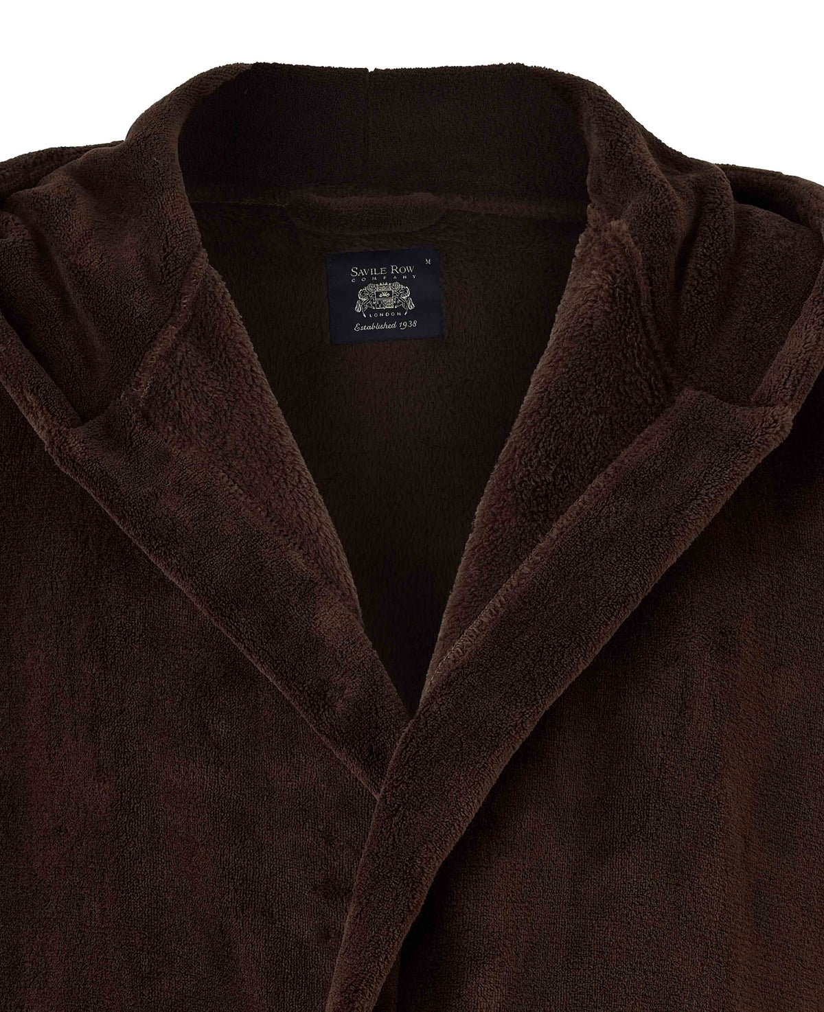 Chocolate Brown Hooded Fleece Dressing Gown