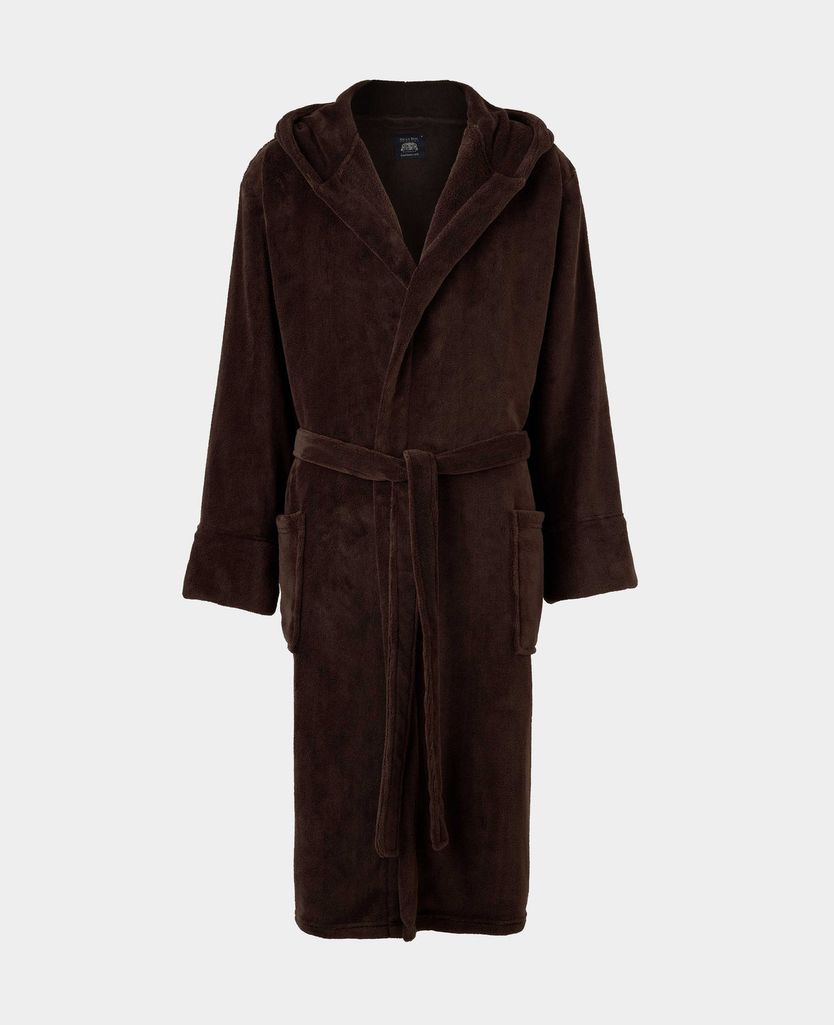 Chocolate Brown Hooded Fleece Dressing Gown