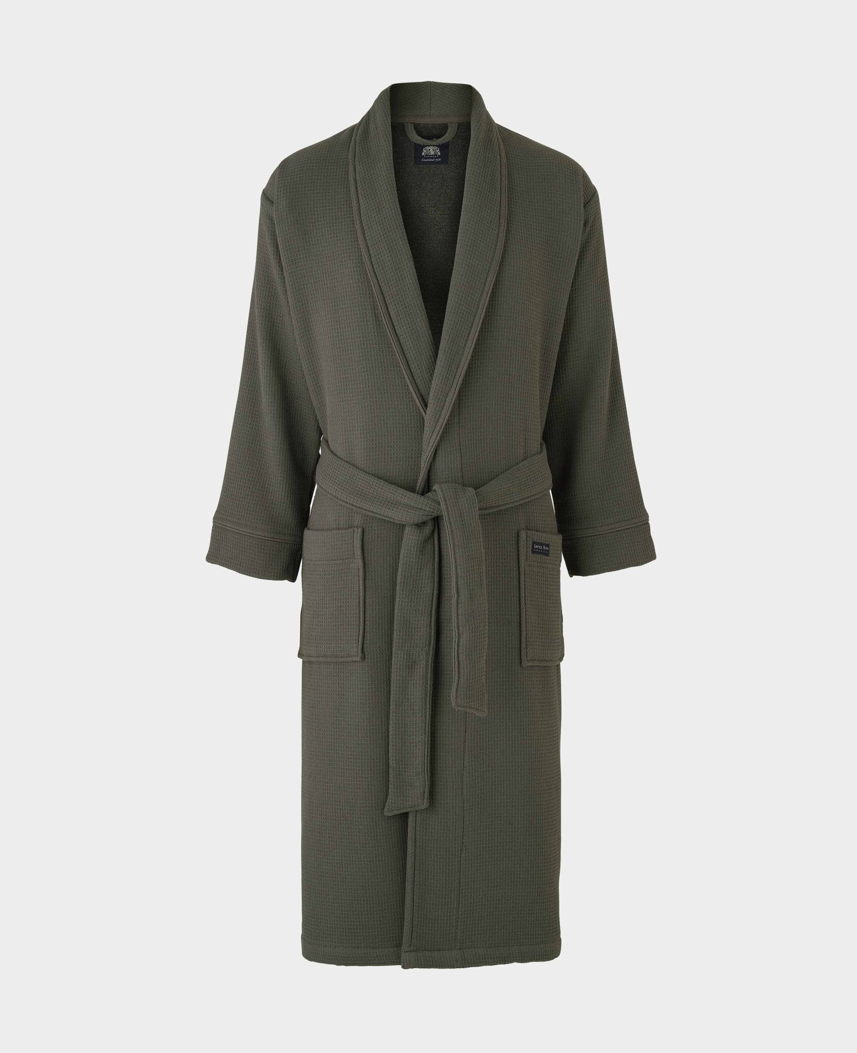 Men's Grey Cotton Waffle Dressing Gown With Fleece Lining | Savile Row Company Men's Grey Cotton Waffle Dressing Gown With Fleece Lining | Savile Row Company