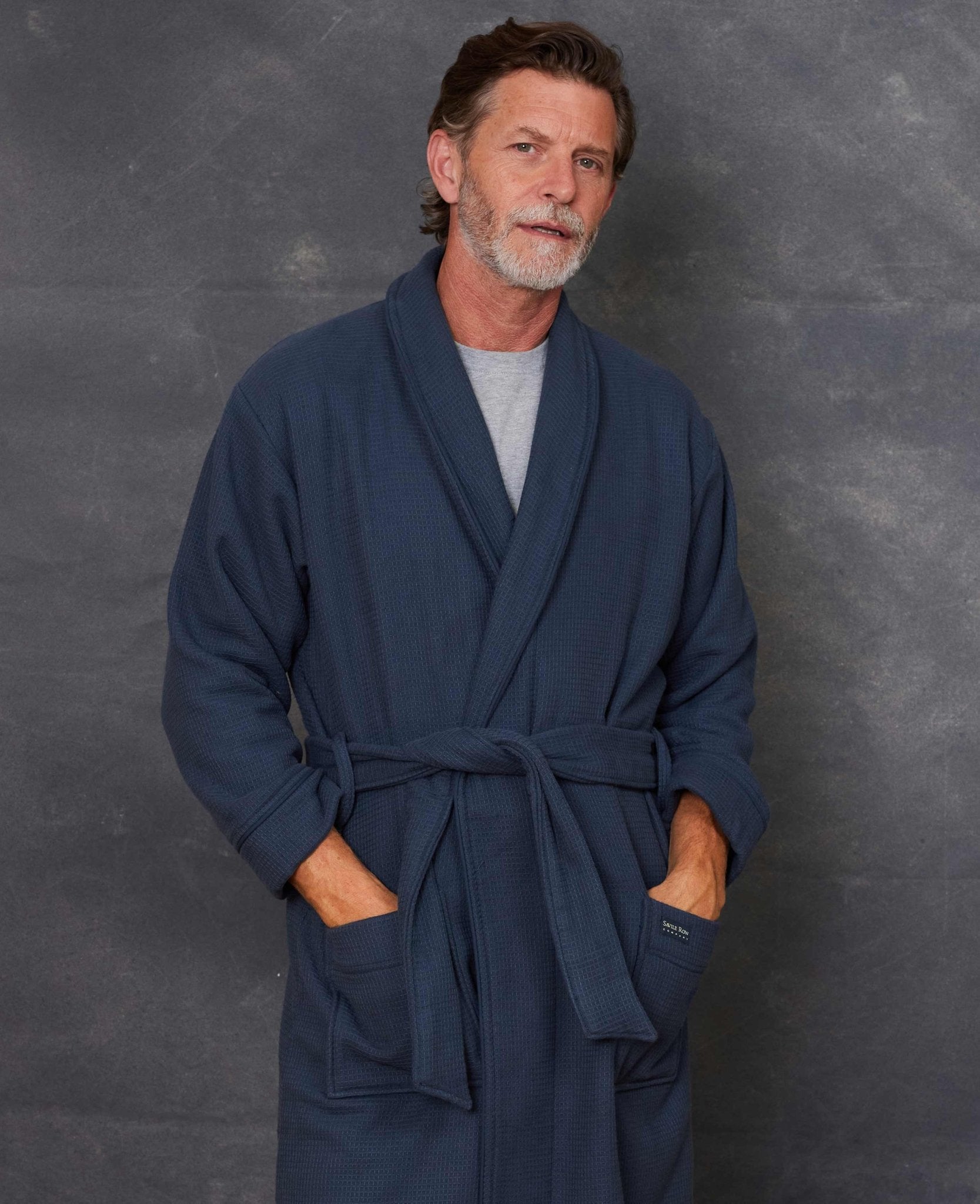 mens navy blue dressing gown Men's Robe Bailey Silk Satin Navy