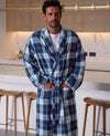 Blue Check Brushed Cotton Dressing Gown