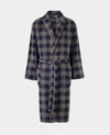 Navy Charcoal Check Snuggle Fleece Dressing Gown