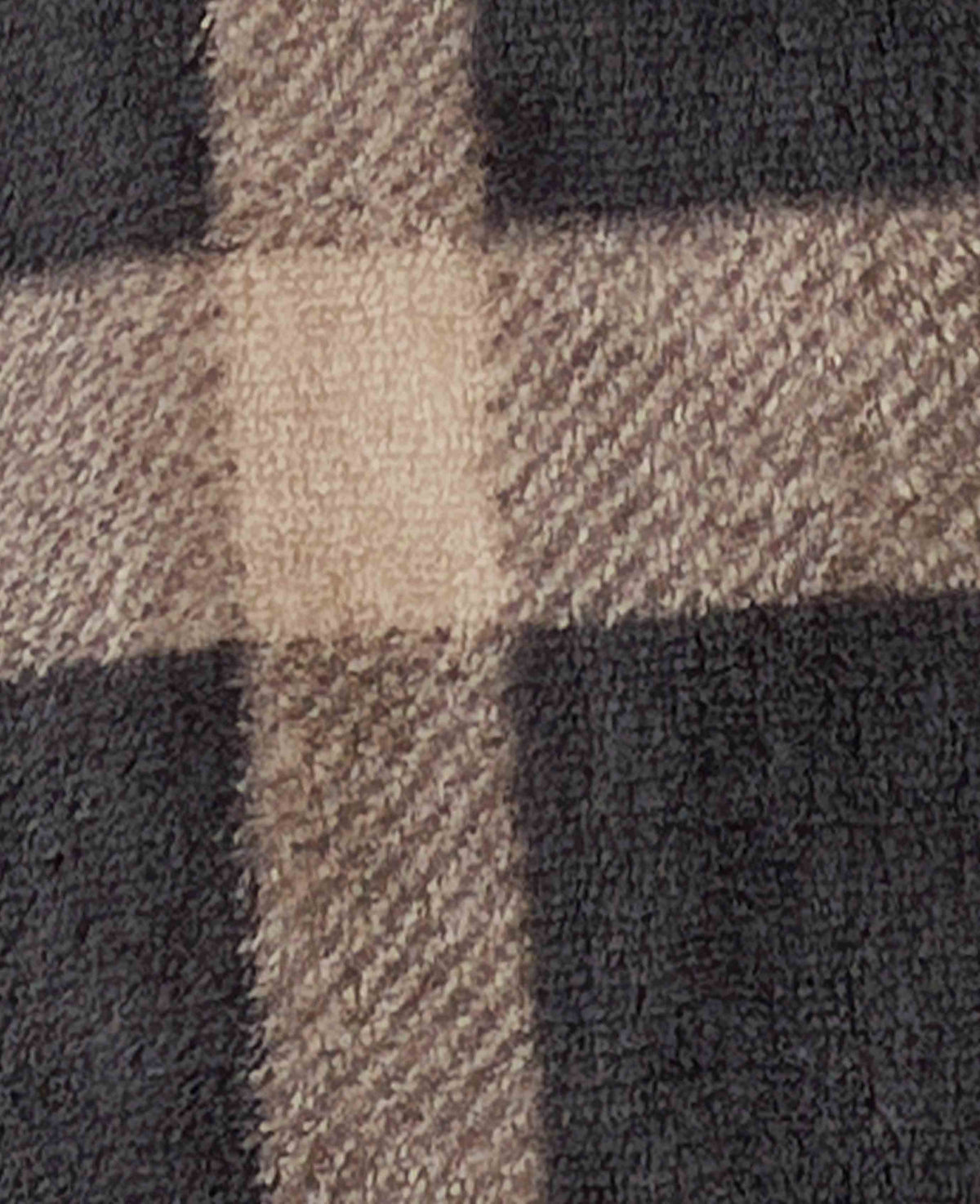 Beige Navy Check Snuggle Fleece Dressing Gown