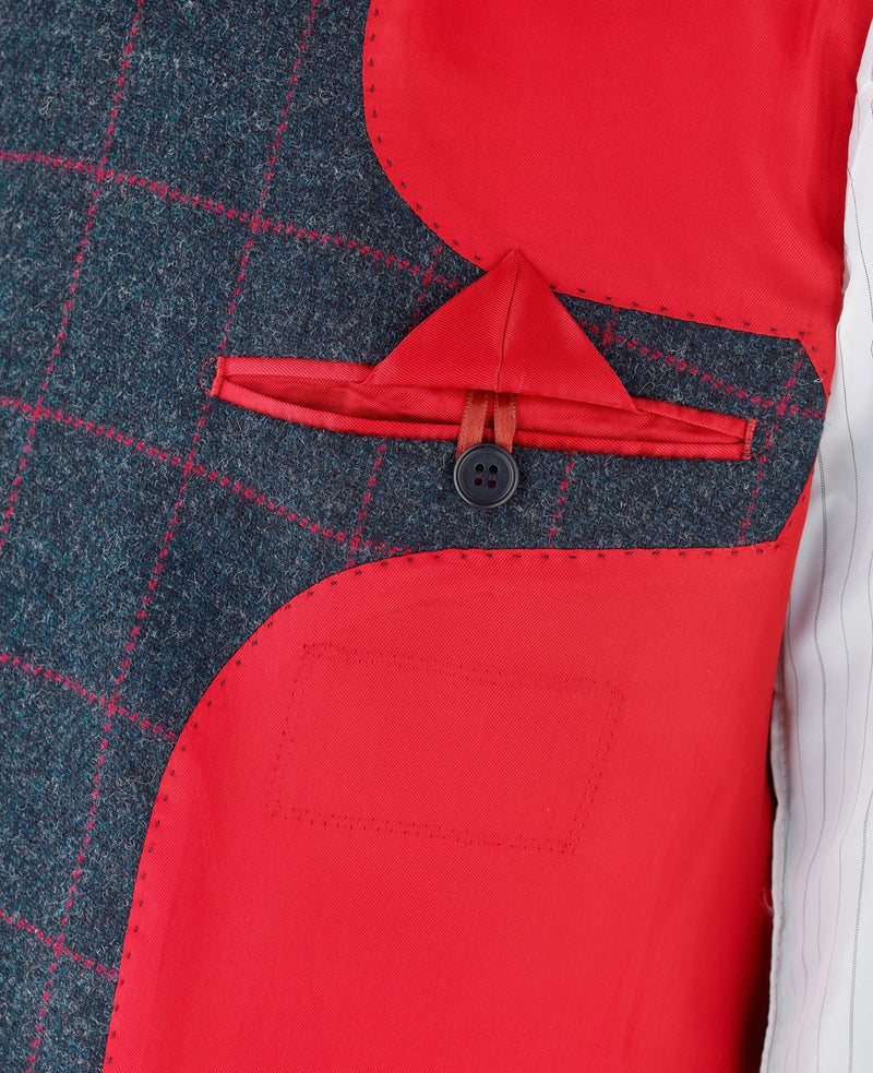 Navy Red Check Classic Fit Sports Jacket [RTC]