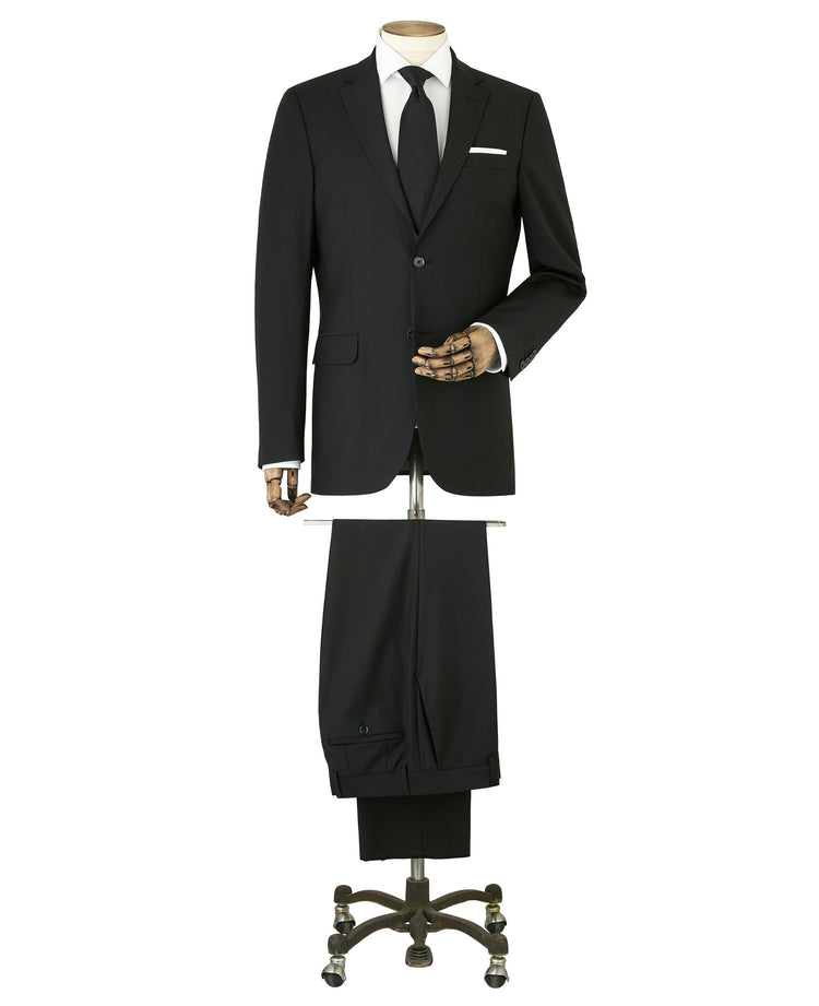 Men's Black Wool-Blend Tailored Travel Suit - One Size