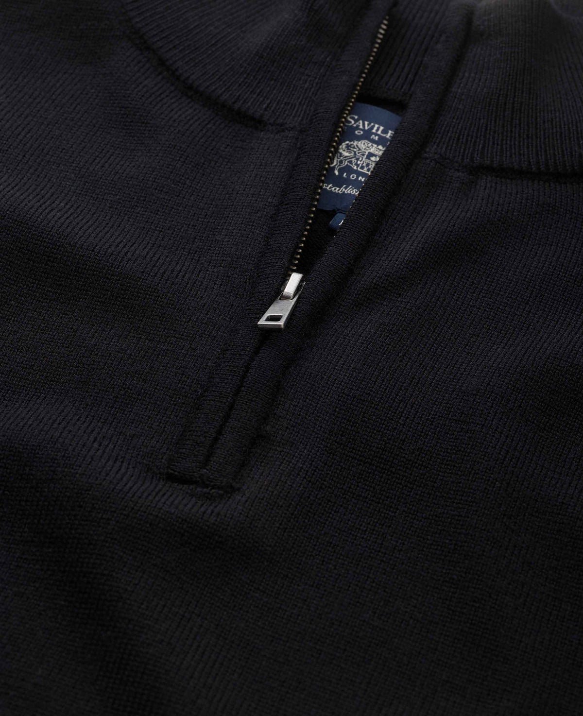 Black Merino Wool Quarter Zip Jumper