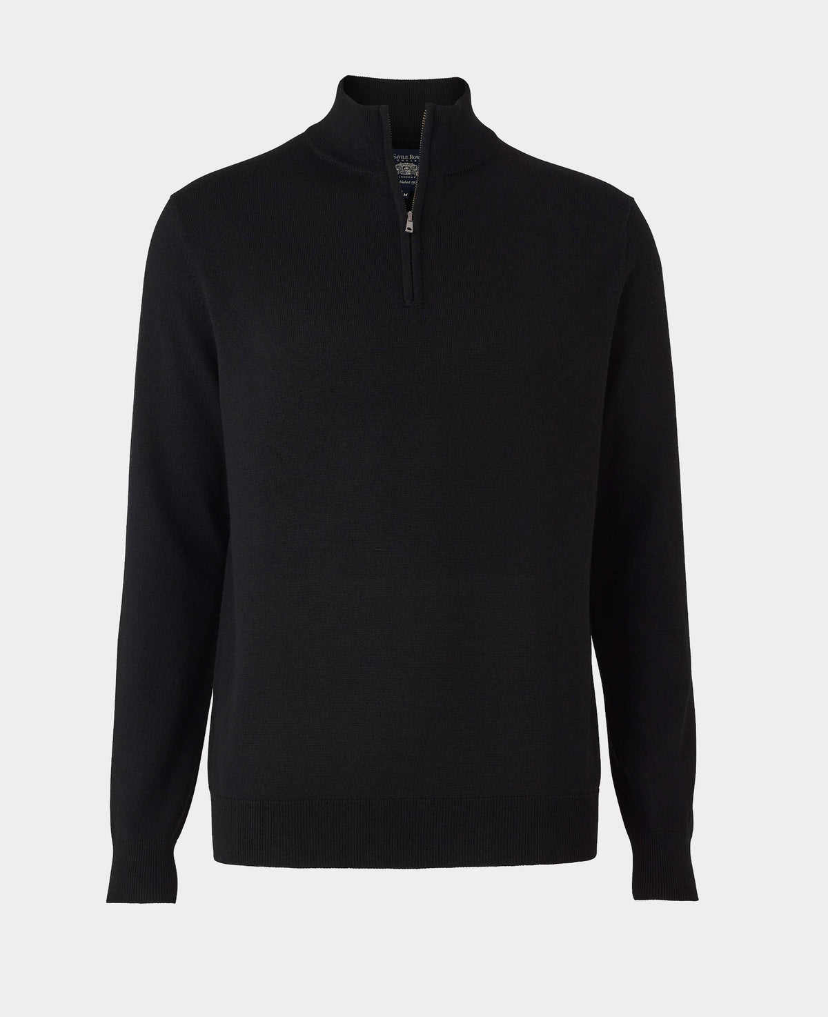 Black Merino Wool Quarter Zip Jumper
