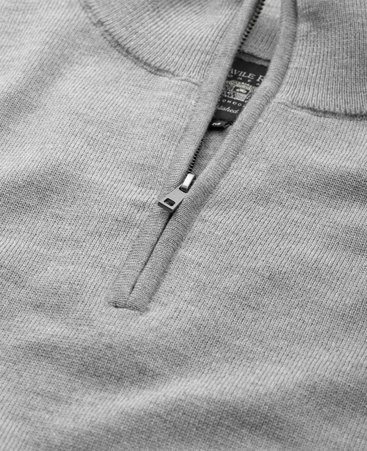 Light Grey Merino Wool Quarter Zip Jumper