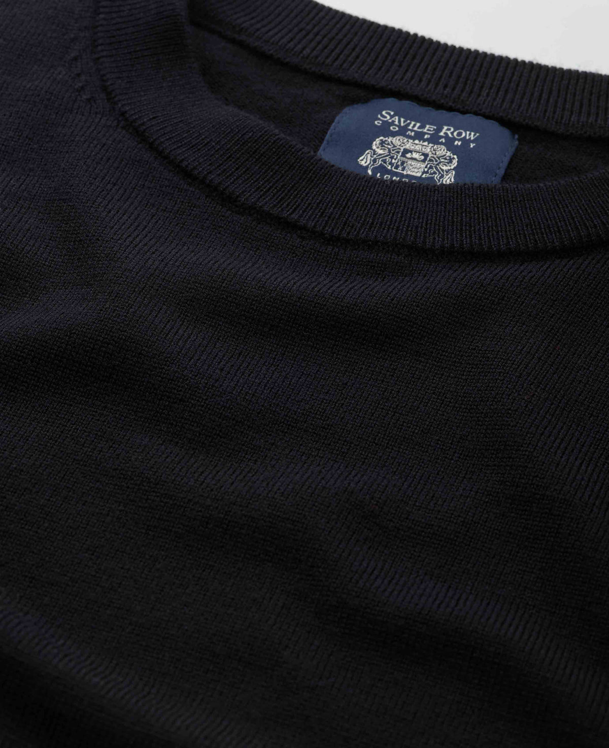 Black Merino Wool Crew Neck Jumper