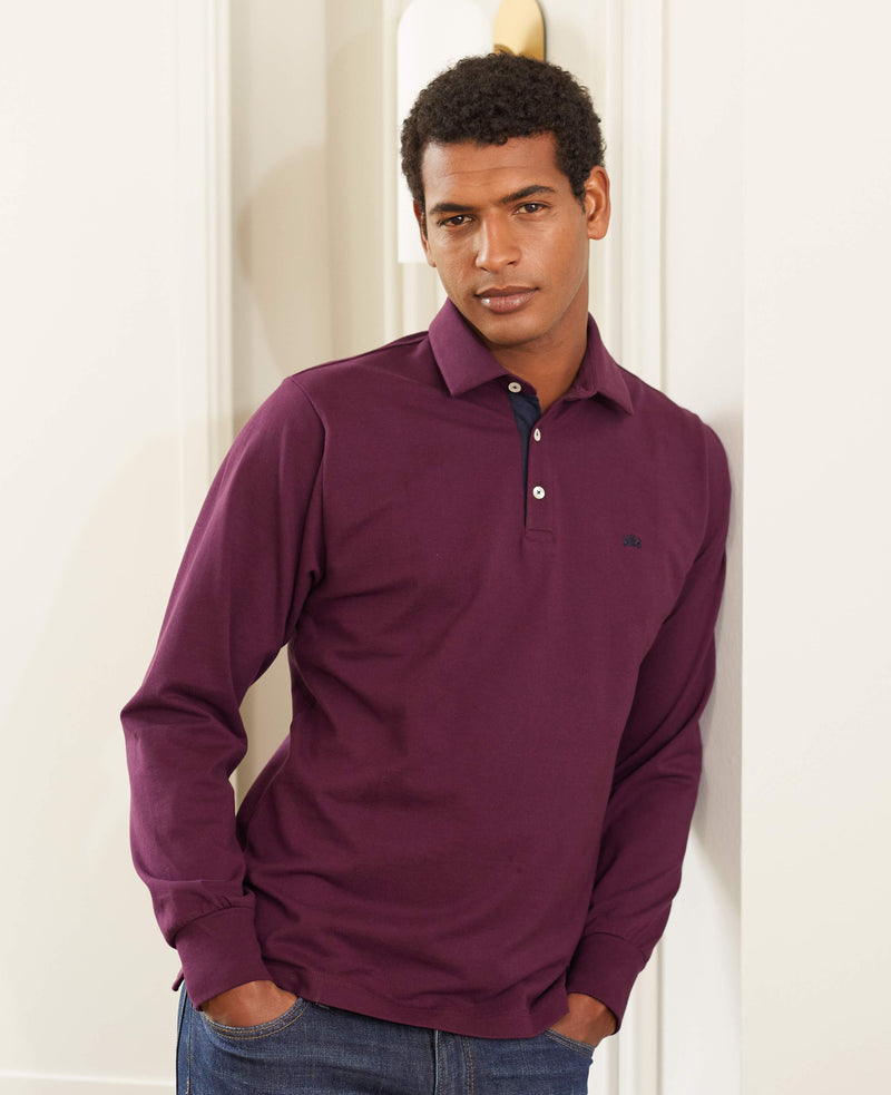 Long sleeve mens pique polo