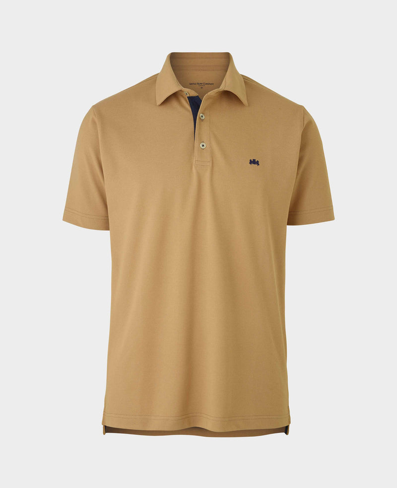 Beige Cotton Classic Fit Short Sleeve Polo Shirt