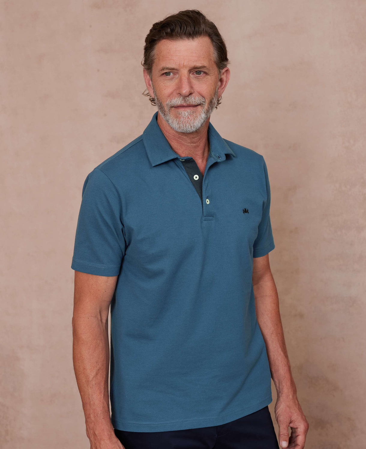 Blue Cotton Classic Fit Short Sleeve Polo Shirt