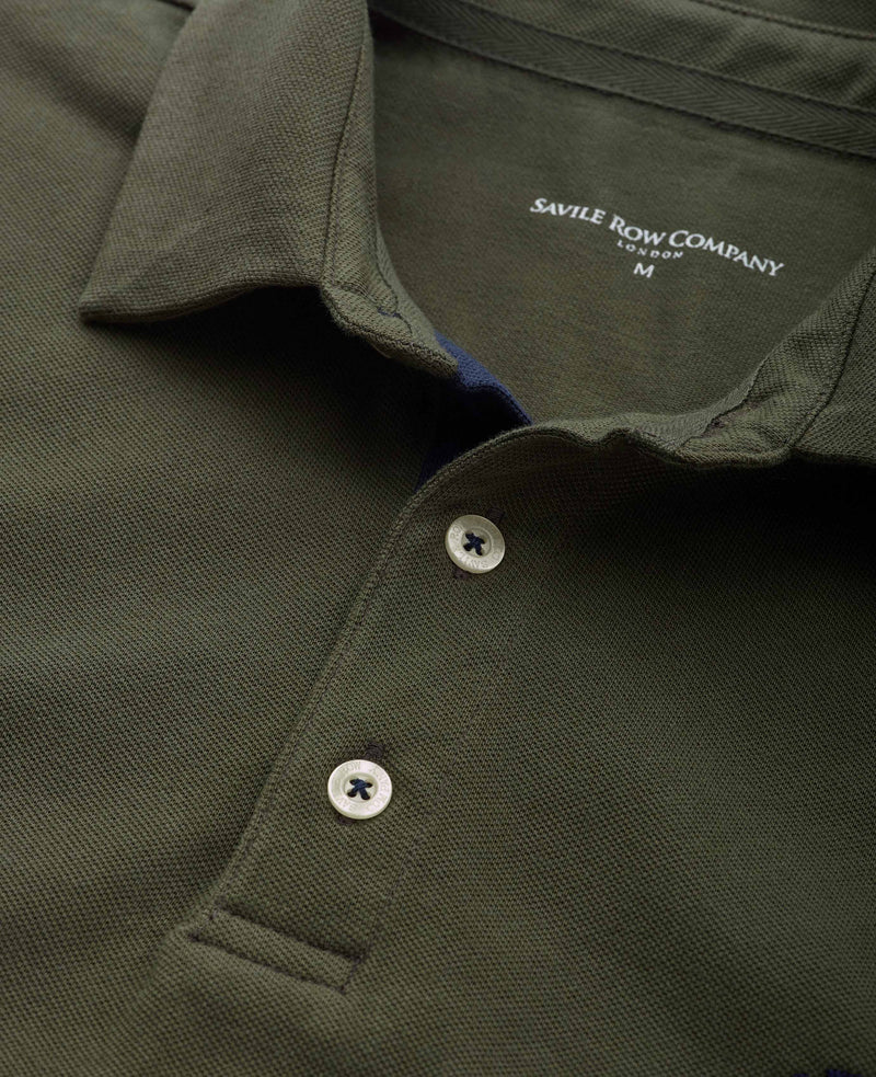 Khaki Cotton Classic Fit Short Sleeve Polo Shirt