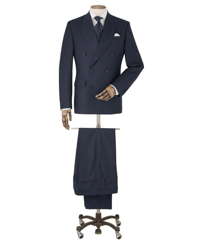 Men's Navy Stripe Double-Breasted Suit - One Size