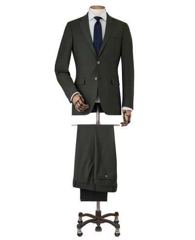 Men's Olive Green Wool-Blend Tailored Suit