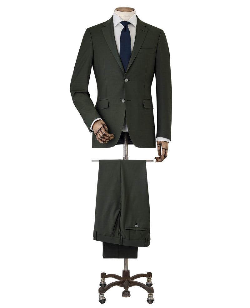 Olive Green Wool-Blend Suit