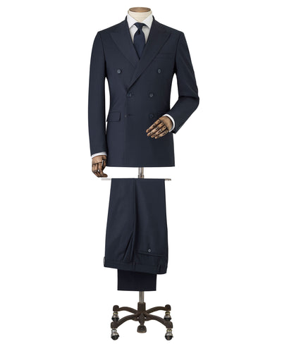Men's Navy Wool Blend Double-Breasted Suit