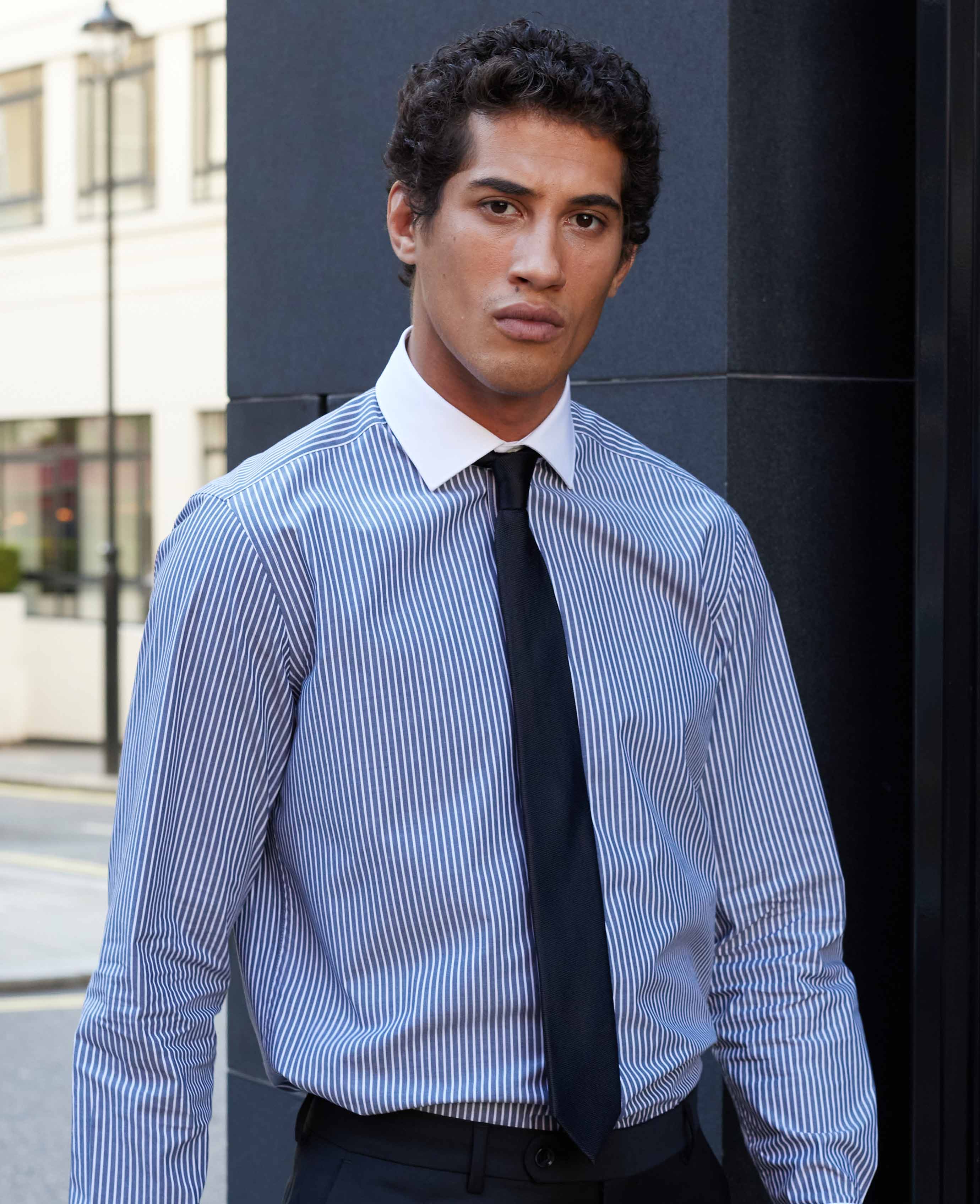 Black Fine Twill Skinny Silk Tie, view 3
