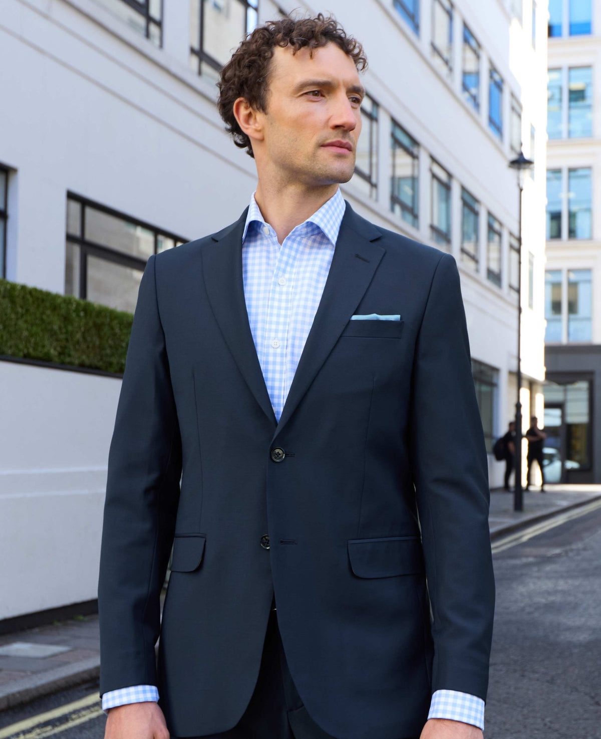 Men's Navy Wool-Blend Tailored Suit - One Size model shot