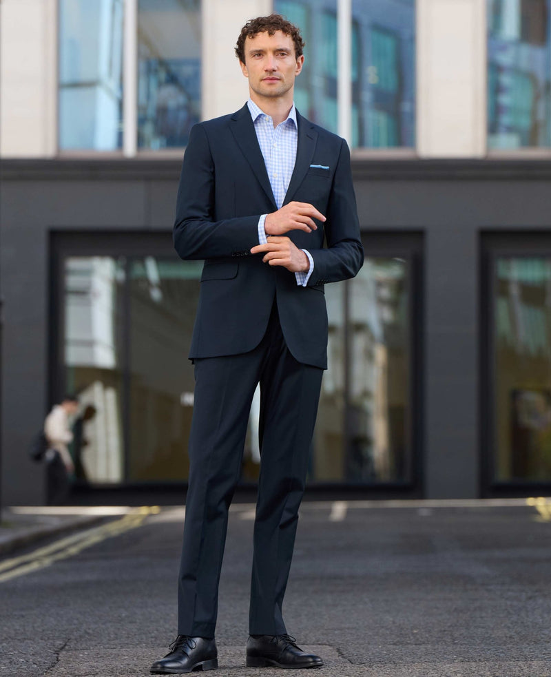 Navy Wool-Blend Tailored Suit