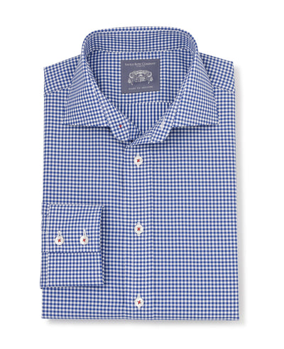 Make your own blue gingham check made-to-measure shirt