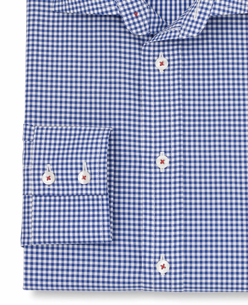 Seth Blue Gingham Check Made To Measure Shirt Cuff Detail