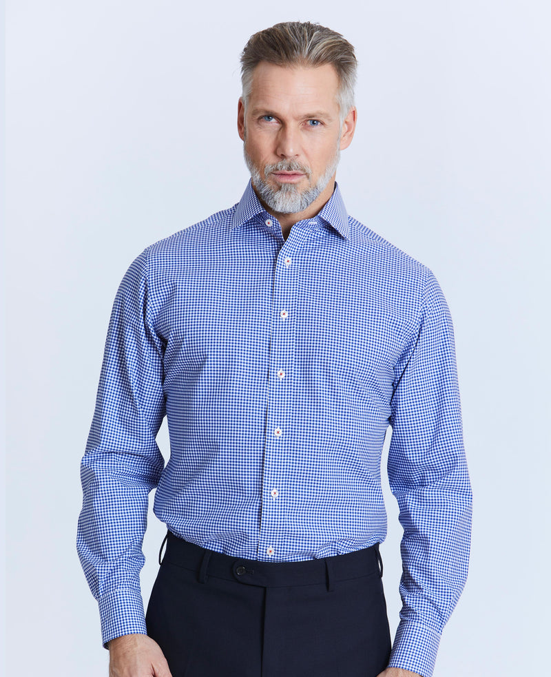 Seth Blue Gingham Check Made-To-Measure Shirt