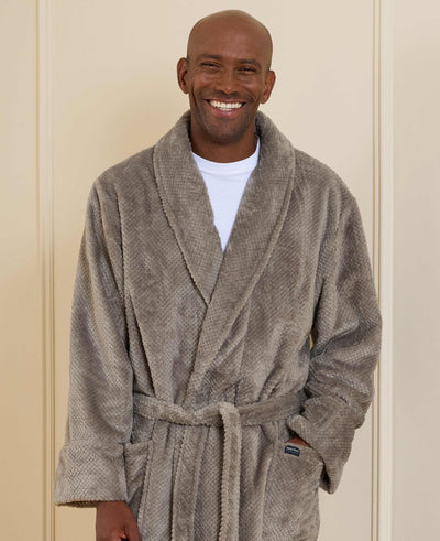 Beige Snuggle Fleece Dressing Gown